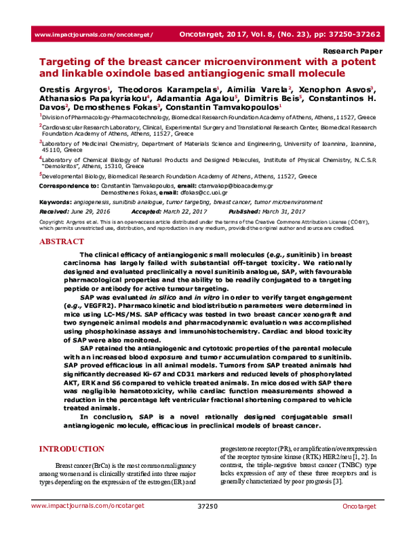 (PDF) Targeting of the breast cancer microenvironment with a potent and ...