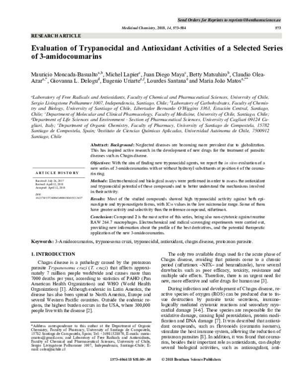 (PDF) Evaluation of trypanocidal and antioxidant activities of a ...