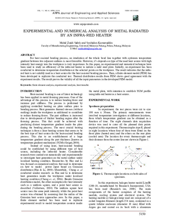 (PDF) Experimental and Numerical Analysis of Metal Radiated by an Infra ...