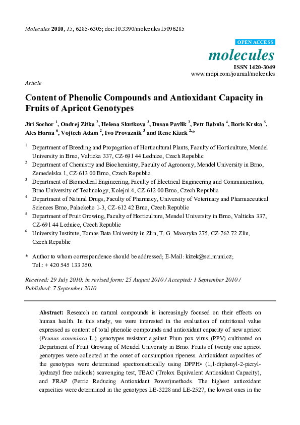 (PDF) Content of Phenolic Compounds and Antioxidant Capacity in Fruits ...