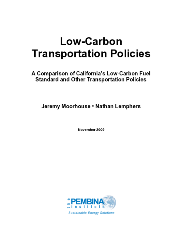 (PDF) A Comparison of California’s Low-Carbon Fuel Standard and Other ...