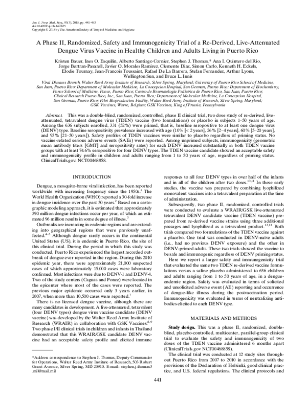 (PDF) A Phase II, Randomized, Safety and Immunogenicity Trial of a Re ...