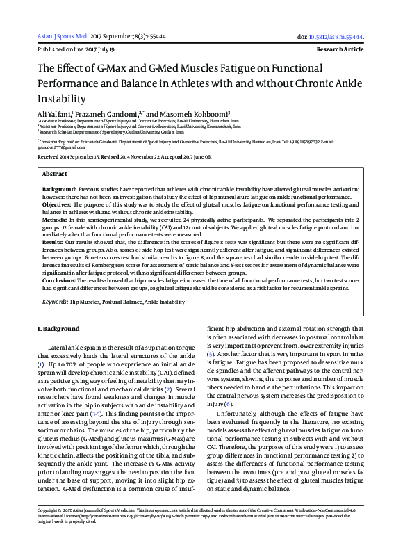 (PDF) The Effect of G-Max and G-Med Muscle Fatigue on Functional ...