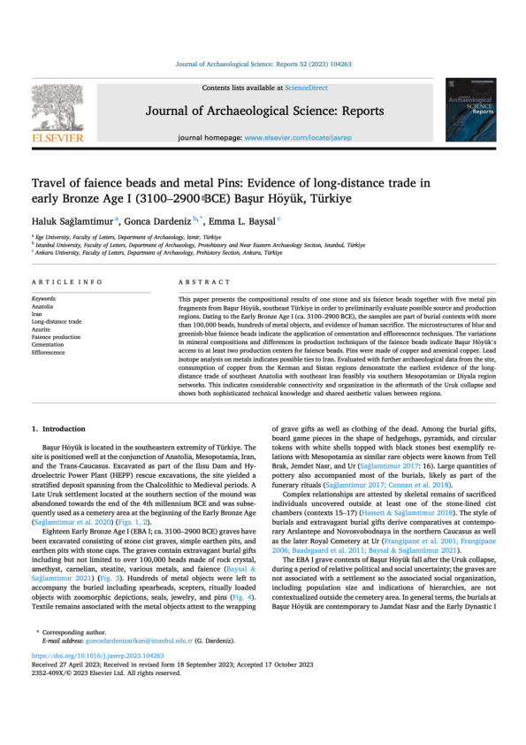 (PDF) Travel of faience beads and metal Pins: Evidence of long-distance ...