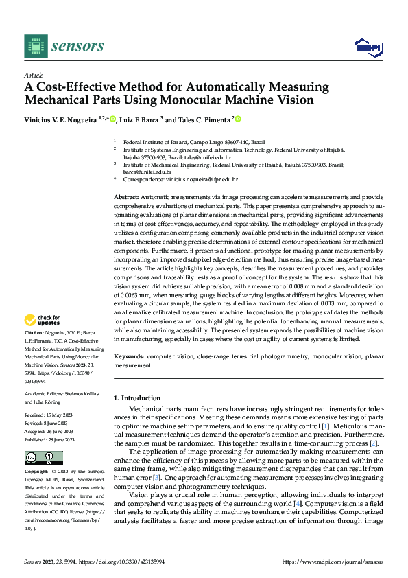 (PDF) A Cost-Effective Method for Automatically Measuring Mechanical ...