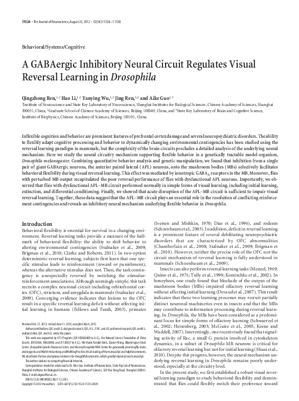 (PDF) A GABAergic Inhibitory Neural Circuit Regulates Visual Reversal ...