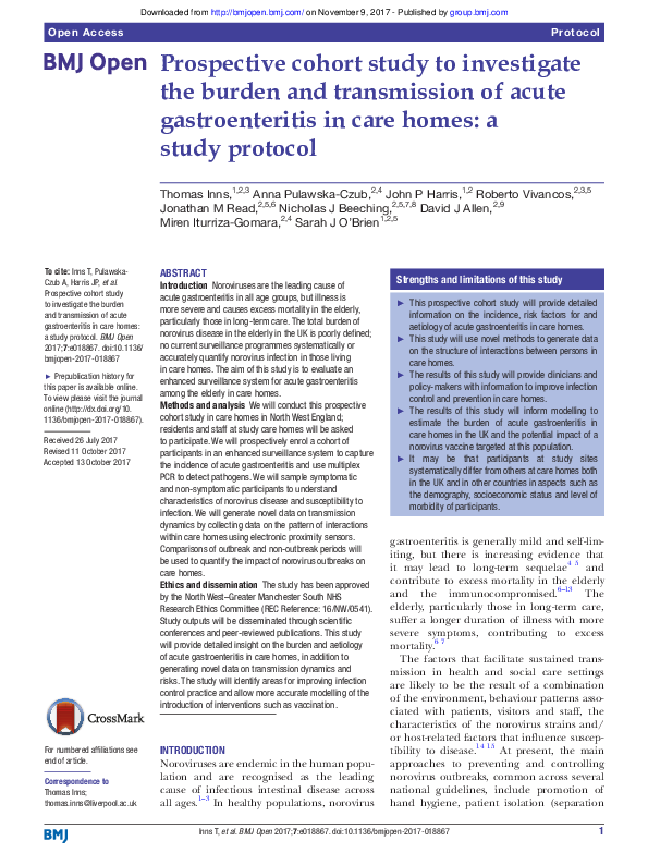 (PDF) Prospective cohort study to investigate the burden and ...