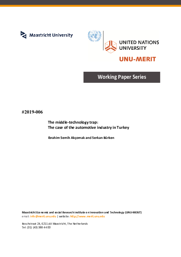 (PDF) Middle-Technology Trap: The Case of Automotive Industry in Turkey