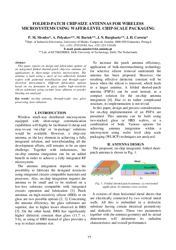 (PDF) An integrated folded-patch antenna for wireless microsystems