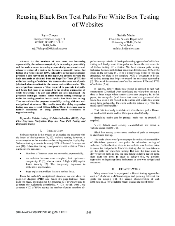 (PDF) Reusing black box test paths for white box testing of websites