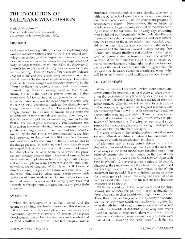 (PDF) The Evolution of Sailplane Wing Design
