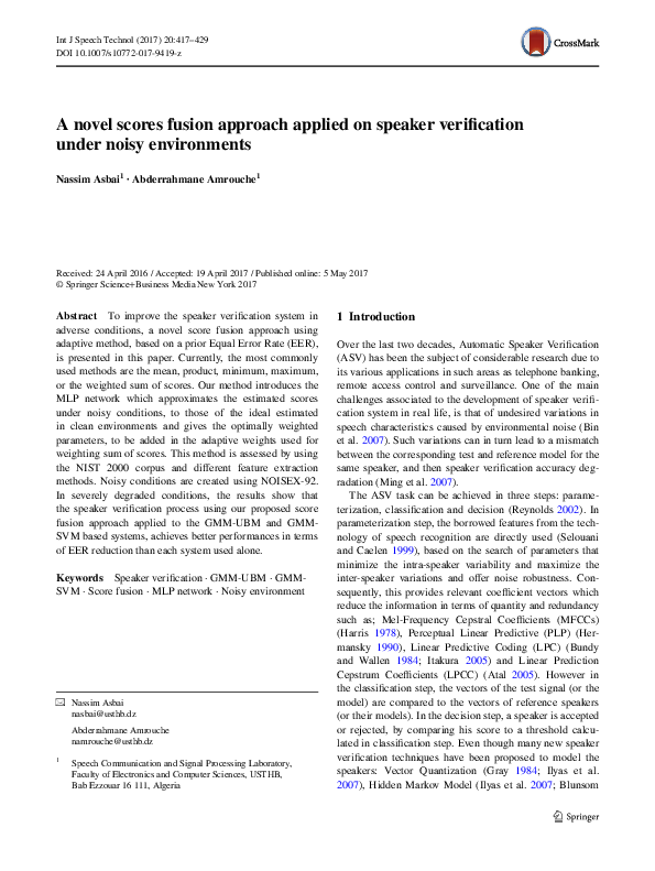 (PDF) A novel scores fusion approach applied on speaker verification ...