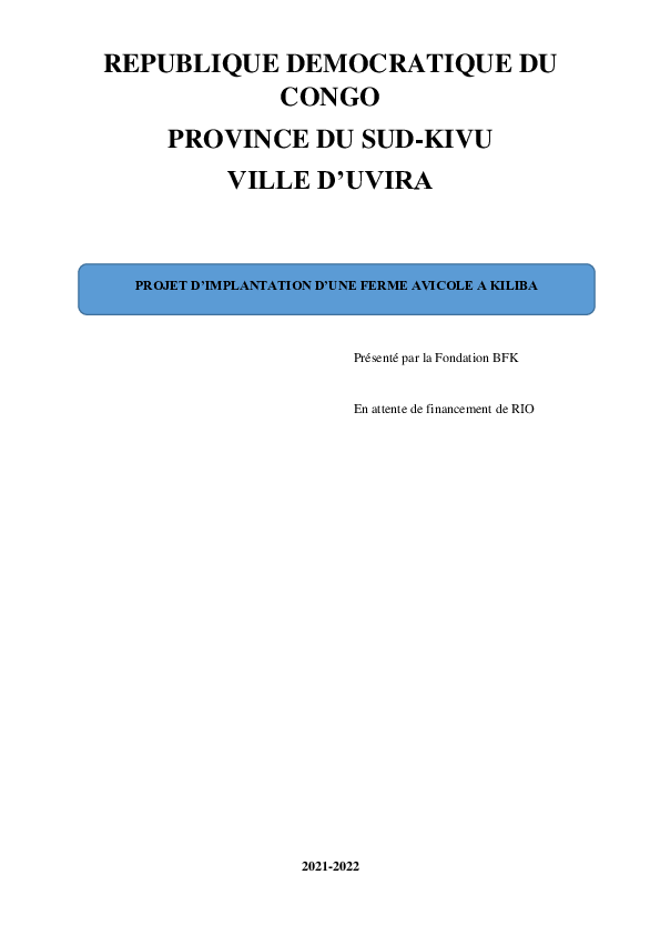(PDF) REPUBLIQUE DEMOCRATIQUE DU CONGO PROVINCE DU SUD-KIVU