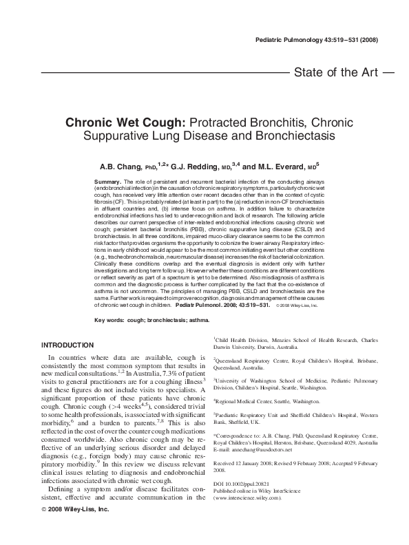(PDF) Chronic wet cough: Protracted bronchitis, chronic suppurative ...