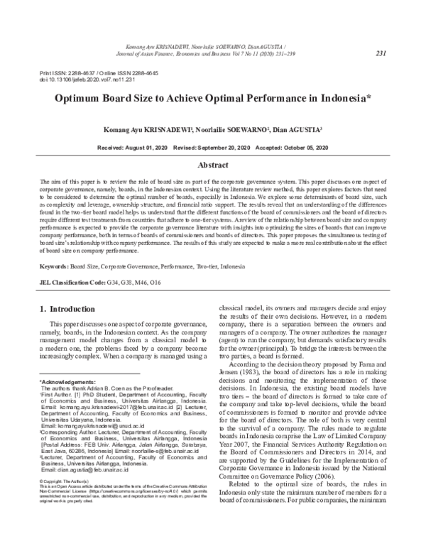 (PDF) Optimum Board Size to Achieve Optimal Performance in Indonesia