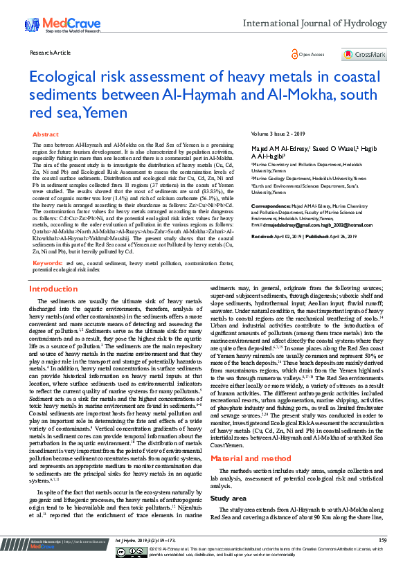 (PDF) Ecological risk assessment of heavy metals in coastal sediments ...