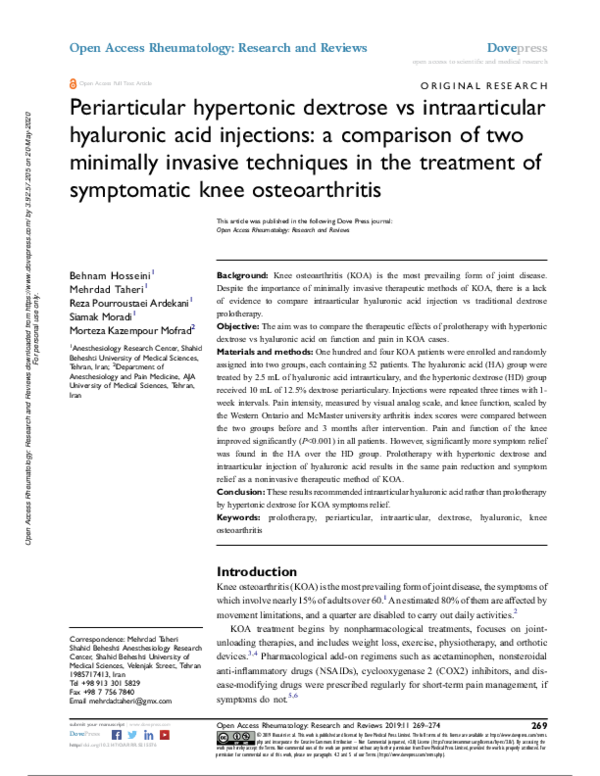 (PDF) Periarticular hypertonic dextrose vs intraarticular hyaluronic ...