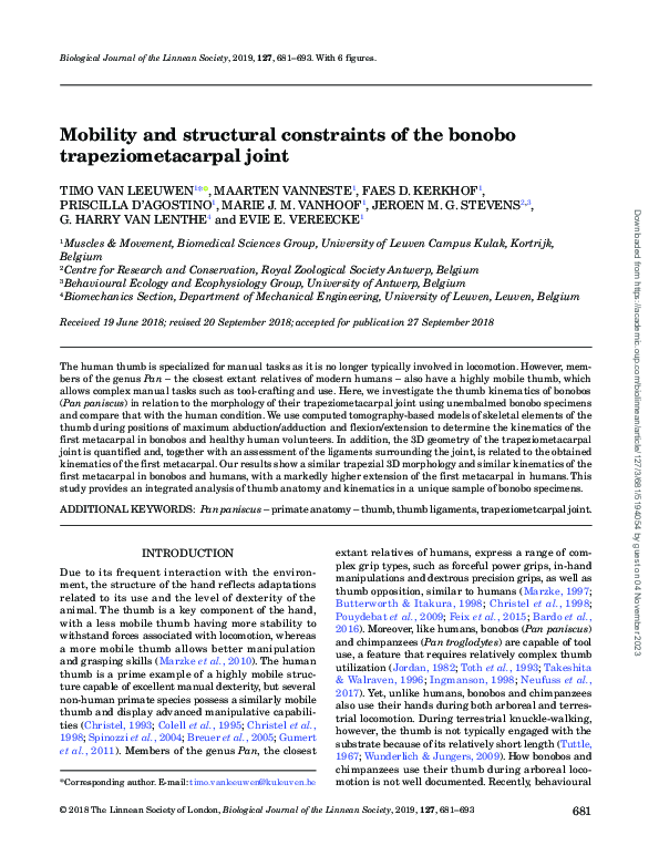 (PDF) Mobility and structural constraints of the bonobo ...