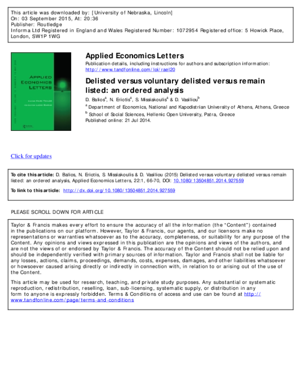 Delisted versus voluntary delisted versus remain listed: an ordered analysis