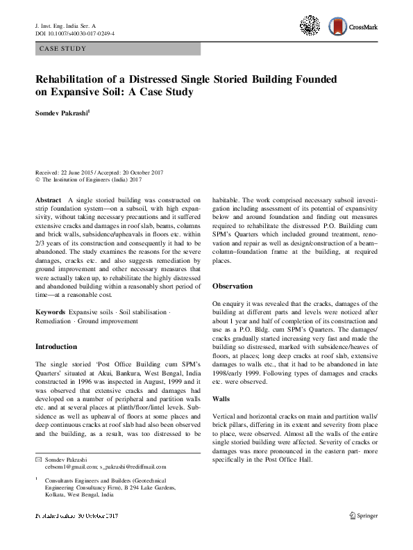 (PDF) Rehabilitation of a Distressed Single Storied Building Founded on ...