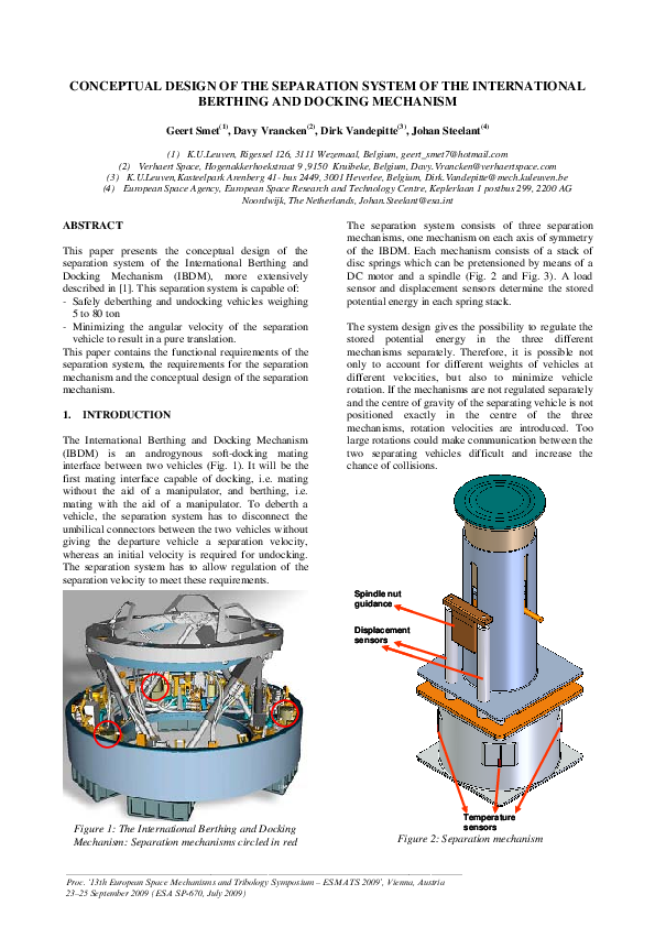 (PDF) Conceptual Design of the Separation System of the International