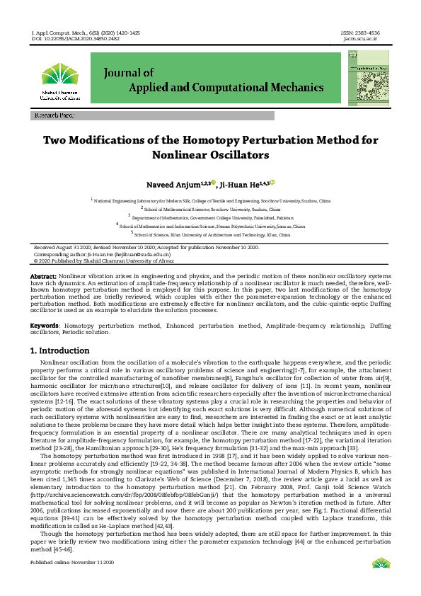 (PDF) Two Modifications of the Homotopy Perturbation Method for ...