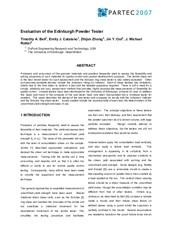 (PDF) Evaluation of Edinburgh Powder Tester (EPT)
