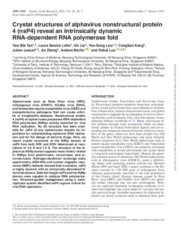 (PDF) Crystal structures of alphavirus nonstructural protein 4 (nsP4 ...