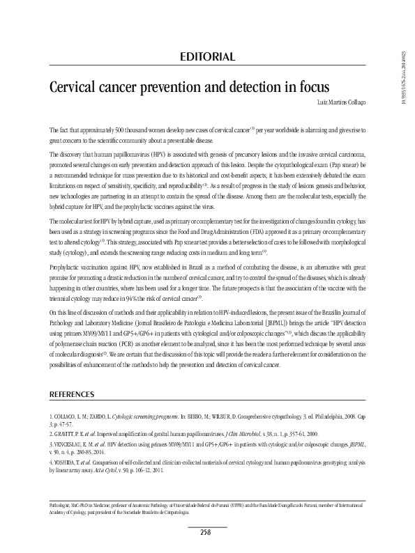 (PDF) Cervical cancer prevention and detection in focus