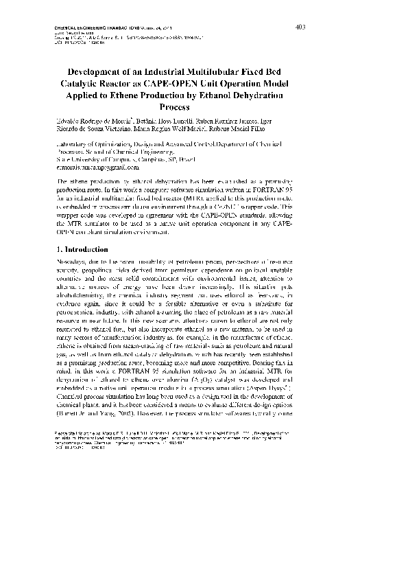 (PDF) Development of an Industrial Multitubular Fixed Bed Catalytic ...