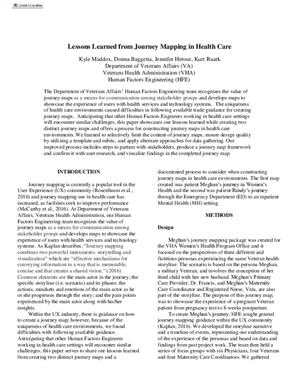 (PDF) Lessons Learned from Journey Mapping in Health Care