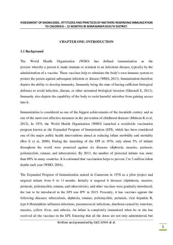 (PDF) ASSESSMENT OF KNOWLEDGE, ATTITUDES AND PRACTICES OF MOTHERS ...