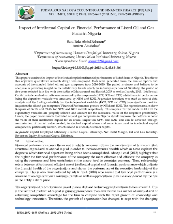 (PDF) Impact of Intellectual Capital on Financial Performance of Listed ...
