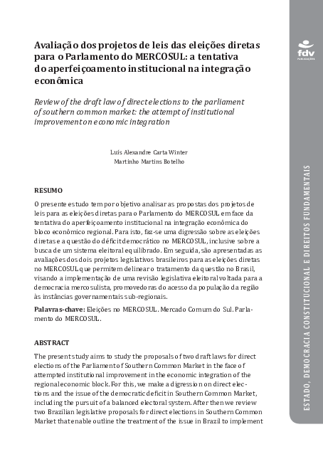 (PDF) Avaliação dos projetos de leis das eleições diretas para o ...