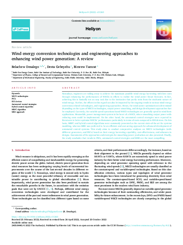 (PDF) Wind Energy Conversion Technologies and Engineering Approaches to ...