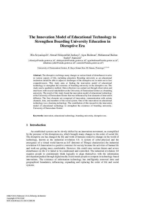 (PDF) The Innovation Model of Educational Technology to Strengthen ...