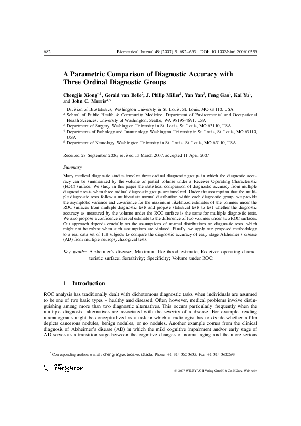(PDF) A Parametric Comparison of Diagnostic Accuracy with Three Ordinal ...