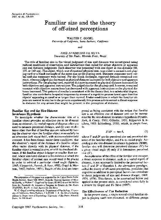 (PDF) Familiar size and the theory of off-sized perceptions