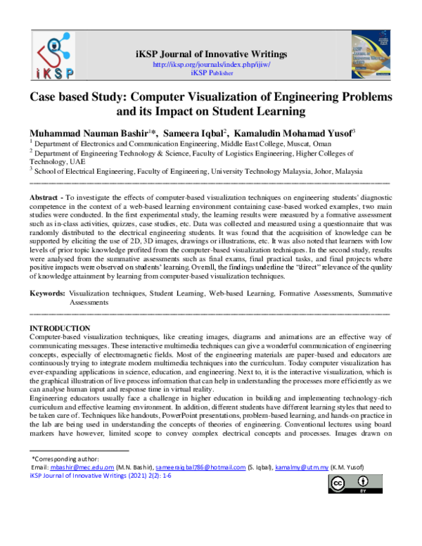 (PDF) Case based Study: Computer Visualization of Engineering Problems ...