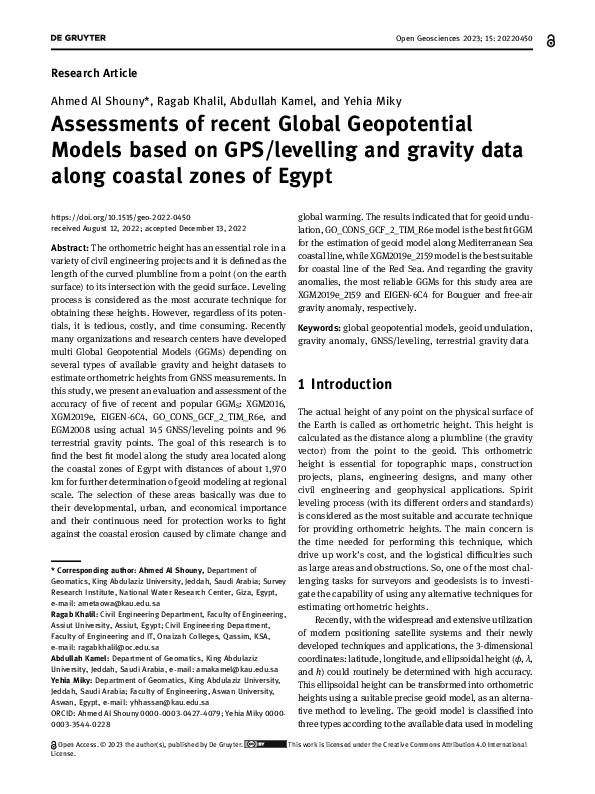 (PDF) Assessments of recent Global Geopotential Models based on GPS ...