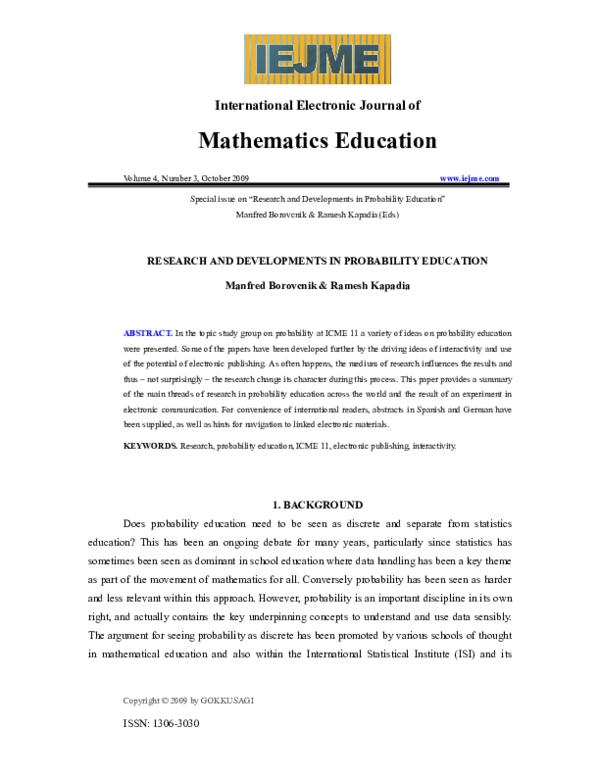 (PDF) Research and Developments in Probability Education