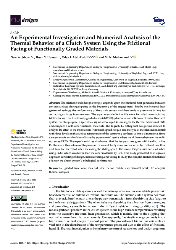 (PDF) An Experimental Investigation and Numerical Analysis of the ...