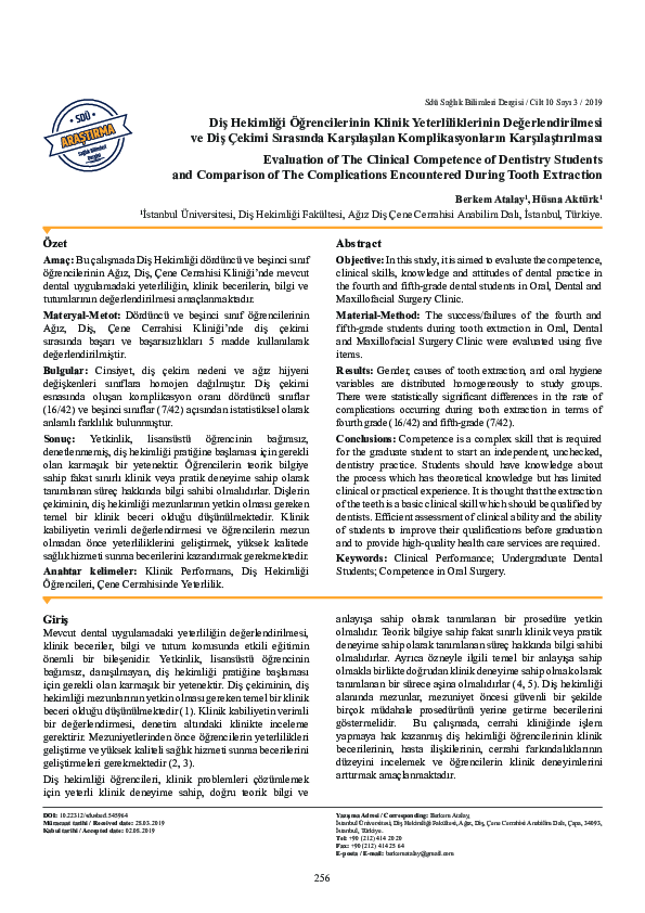 (PDF) Evaluation of The Clinical Competence of Dentistry Students and ...