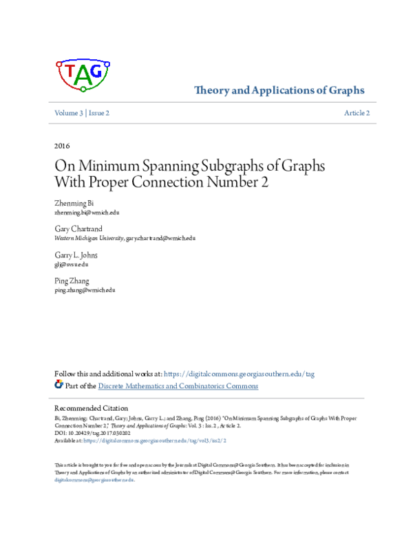 (PDF) On Minimum Spanning Subgraphs of Graphs With Proper Connection ...
