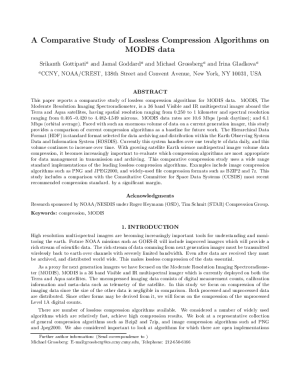 (PDF) A Comparative Study of Lossless Compression Algorithms on Multi ...