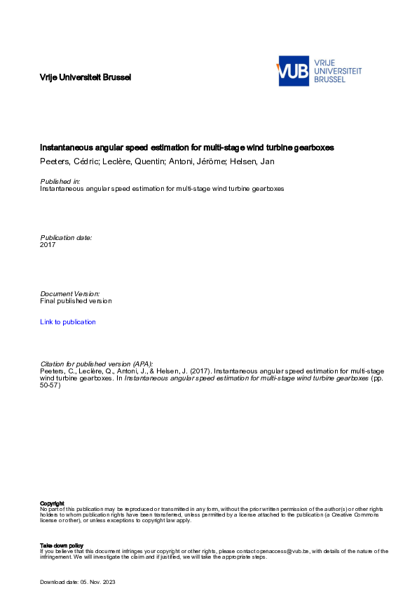 (PDF) Instantaneous angular speed estimation for multi-stage wind ...