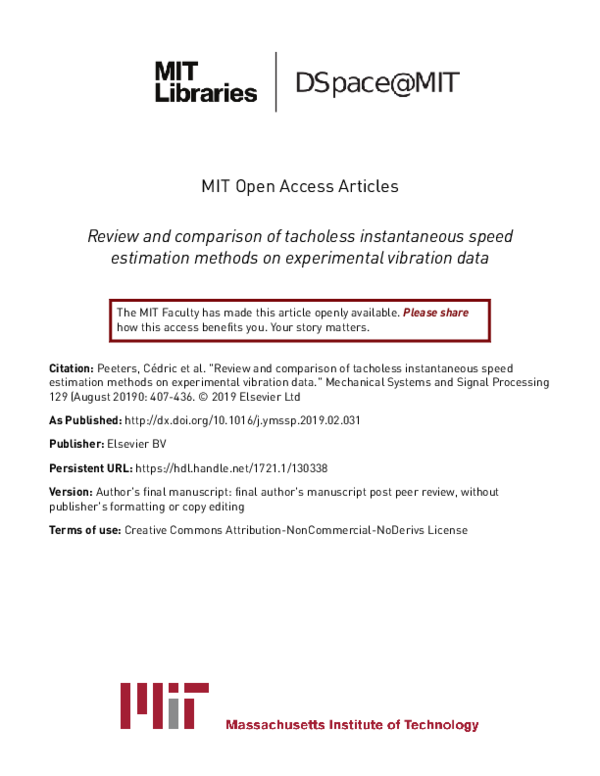 (PDF) Review and comparison of tacholess instantaneous speed estimation ...