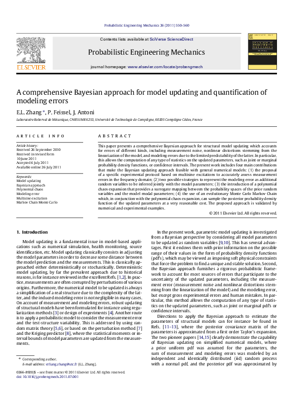 (PDF) A comprehensive Bayesian approach for model updating and ...