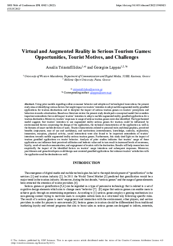 (PDF) Virtual and Augmented Reality in Serious Tourism Games ...
