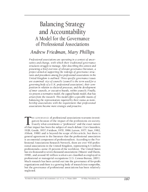 (PDF) Balancing strategy and accountability: A model for the governance ...